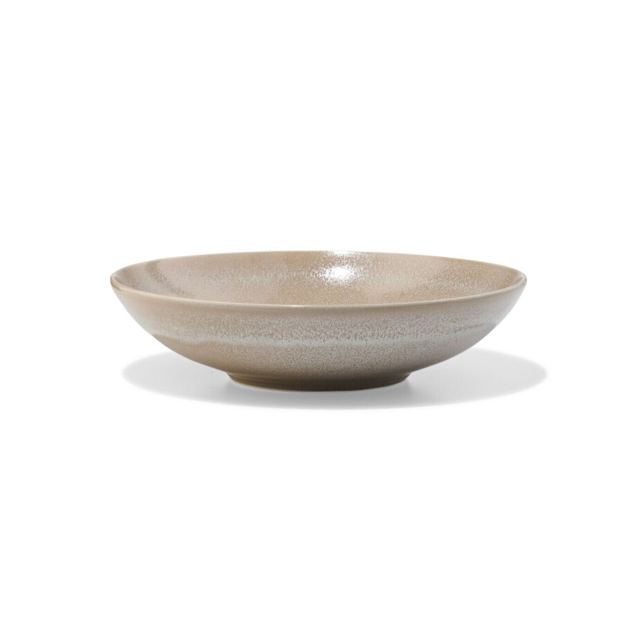 HEMA HEMA Diep Bord Ø21.2cm Monaco Reactief Glazuur Lichtbruin (lichtbruin) afbeelding 1