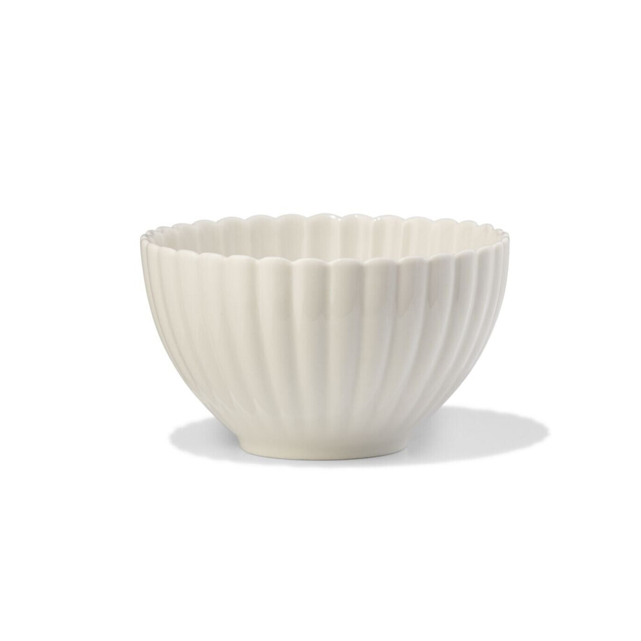 HEMA HEMA Kom Ø12cm Trend Aardewerk Wit Bloem (wit) afbeelding 1