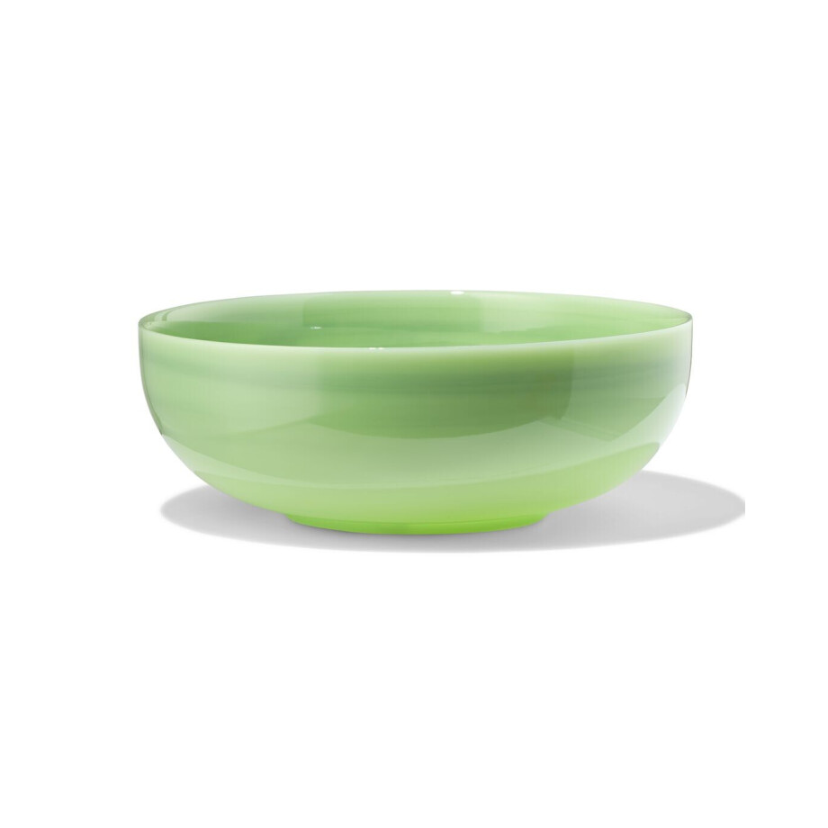 HEMA HEMA Saladeschaal ⌀23x9cm Glas Marmereffect Groen (groen) afbeelding 1
