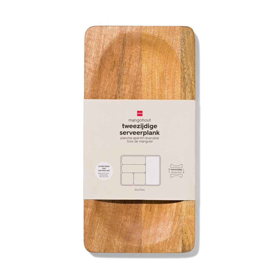 HEMA HEMA Tweezijdige Serveerplank 34x17cm Mangohout (hout) HEMA HEMA Tweezijdige Serveerplank 34x17cm Mangohout (hout) afbeelding 1
