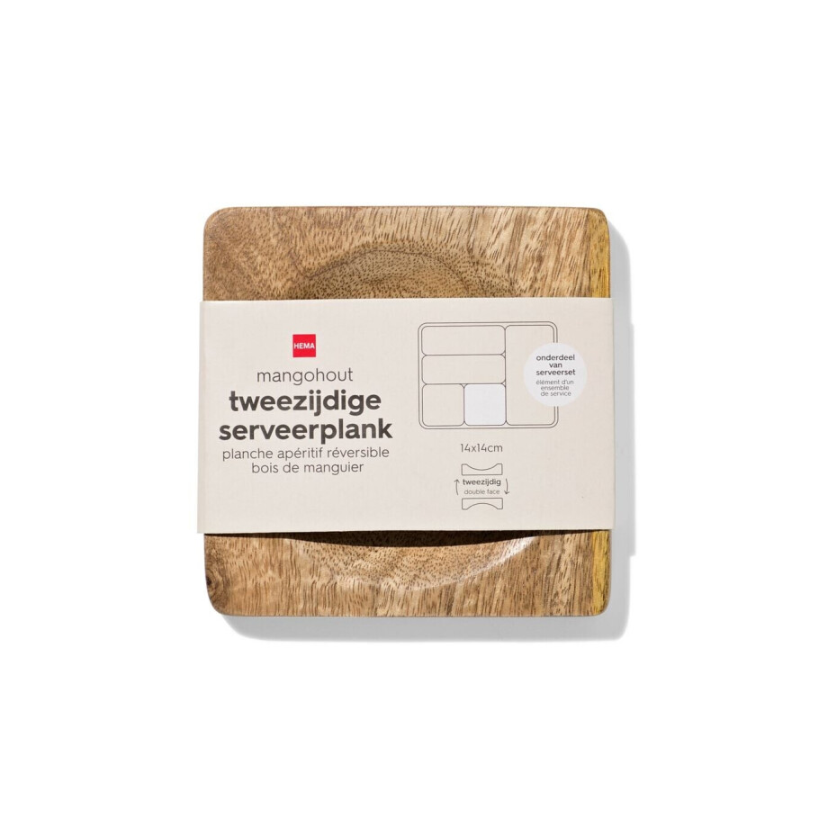 HEMA HEMA Tweezijdige Serveerplank 14x14cm Mangohout (hout) afbeelding 1