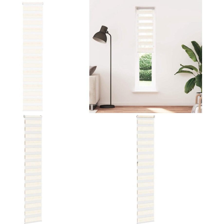 vidaXL Zebra rolgordijn 40x230 cm stofbreedte 35,9 cm marmerbeige - Zebra Jaloezie - Zebra Jaloezieën - Zebra Rolgordijn - Dubbel Rolgordijn afbeelding 1
