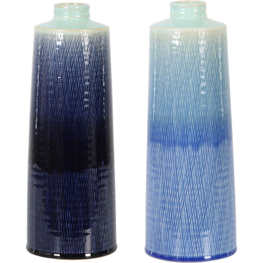 Keramiek vaas - Set - Blauw - 12.5x34.5cm afbeelding 1