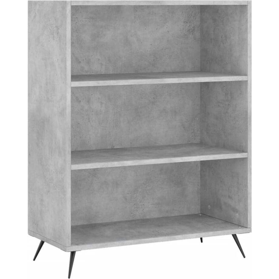 vidaXL - Boekenkast - 69,5x32,5x90 - cm - bewerkt - hout - betongrijs afbeelding 1