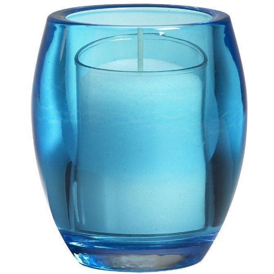 Bolsius Kandelaar Oval light 100/84 + vulling aqua (per 4 stuks) afbeelding 1