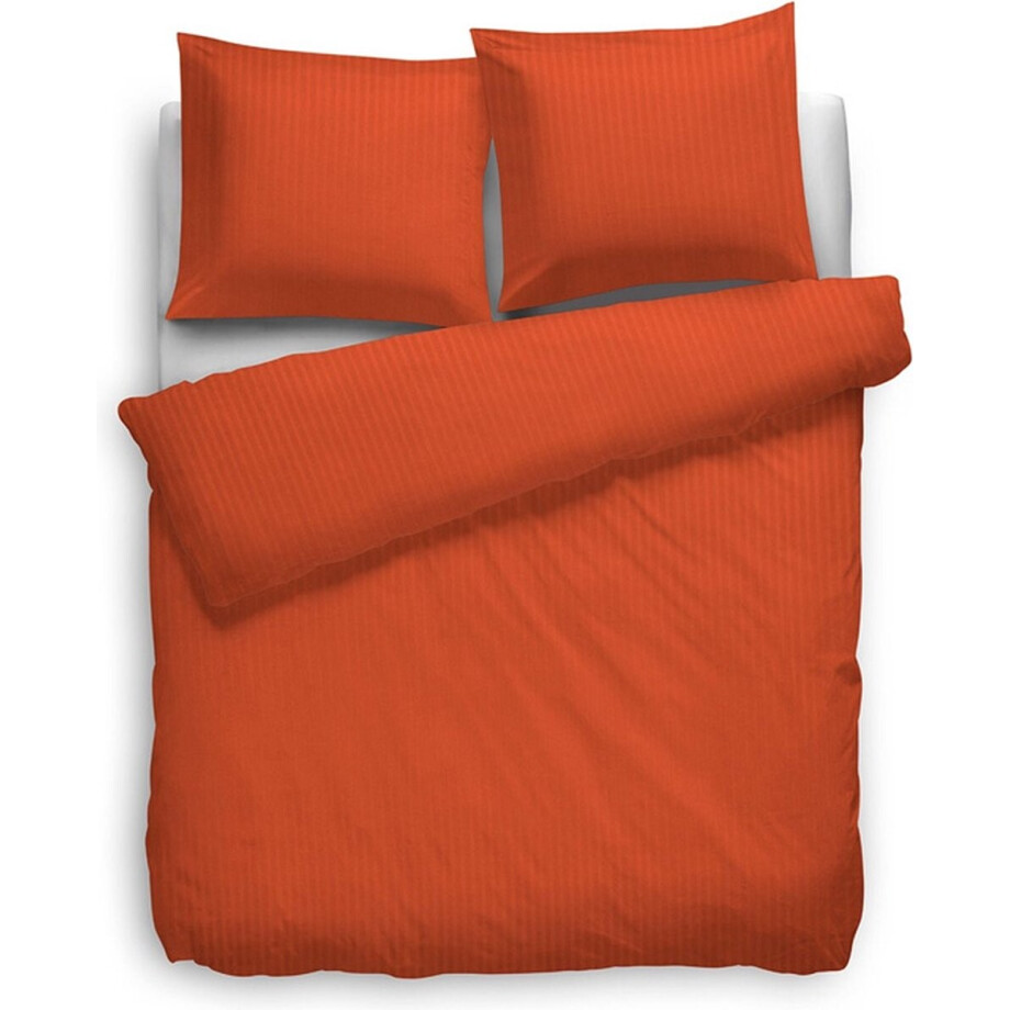 Heckett & Lane Satin Stripe Dekbedovertrek - Tweepersoons - 200x200/220 cm - Mecca Orange Heckett & Lane Satin Stripe Dekbedovertrek - Tweepersoons - 200x200/220 cm - Mecca Orange afbeelding 1