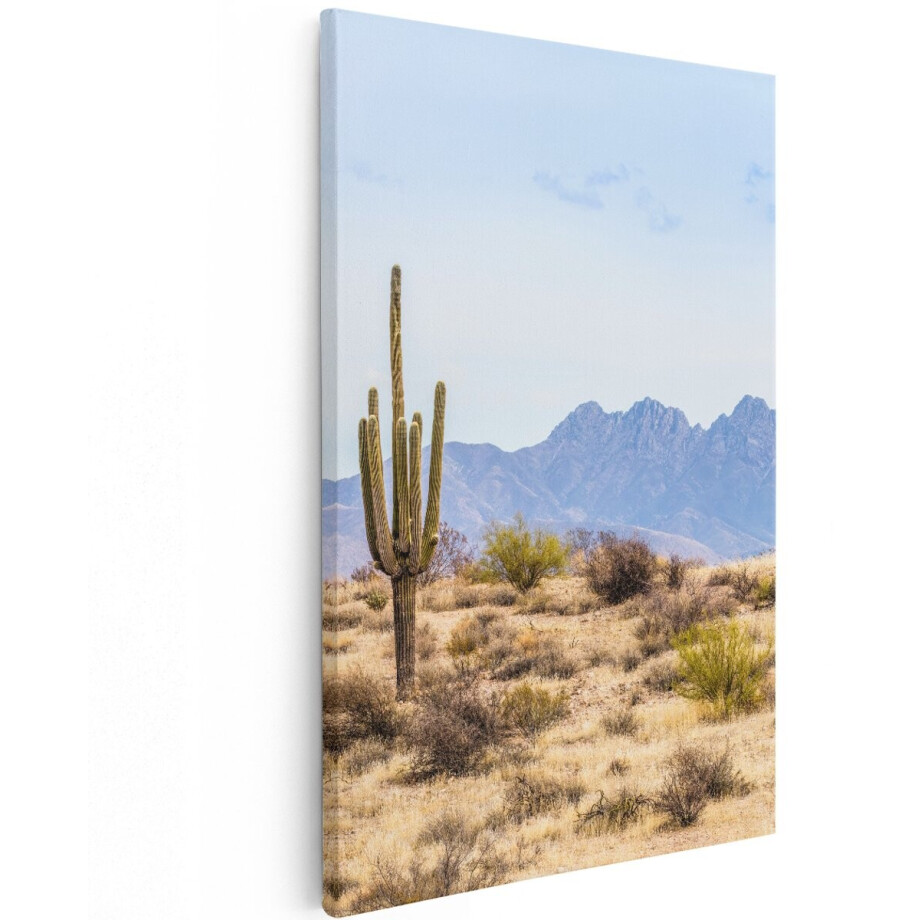 Artaza Canvas Schilderij Cactussen in de Woestijn - 120x180 cm - Groot - Wanddecoratie Woonkamer - Schilderijen - Muurdecoratie afbeelding 1