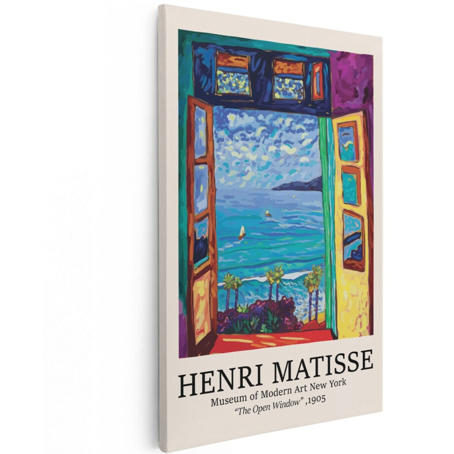 Artaza Canvas Schilderij Henri Matisse - 120x180 cm - Groot - Wanddecoratie The Open Window - Muurdecoratie Zeezicht - Kleurrijk Schilderij afbeelding 1