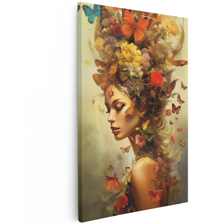 Artaza Canvas Schilderij Vrouw met Vlinders in het Haar - Dieren - 120x180 cm - Groot - Wanddecoratie Woonkamer - Schilderijen - Muurdecoratie Artaza Canvas Schilderij Vrouw met Vlinders in het Haar - Dieren - 120x180 cm - Groot - Wanddecoratie Woonkamer - Schilderijen - Muurdecoratie afbeelding 1