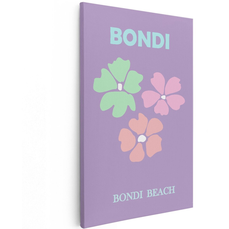 Artaza Canvas Schilderij Bloemen Bondi Beach - 120x180 cm - Groot - Wanddecoratie Pastel - Muurdecoratie Boho - Decoratie Retro Poster afbeelding 1