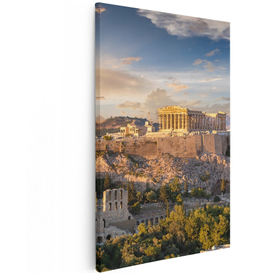 Artaza Canvas Schilderij Akropolis van Athene, Griekenland - Architectuur - 120x180 cm - Groot - Wanddecoratie Woonkamer - Schilderijen - Muurdecoratie afbeelding 1
