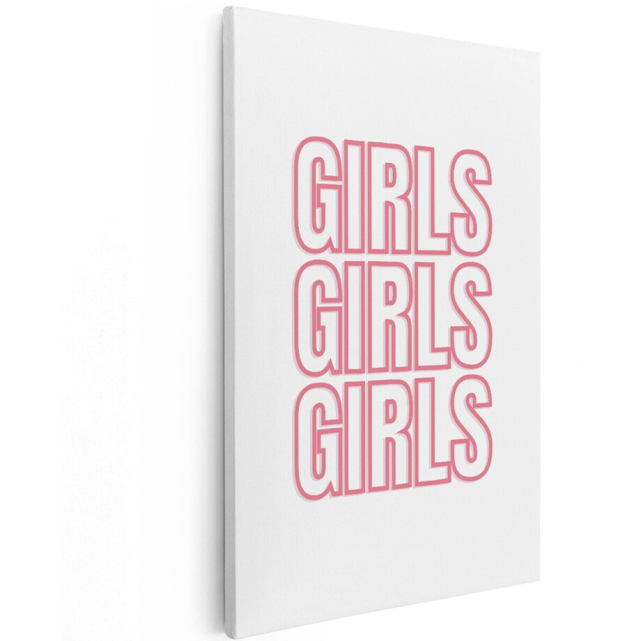 Artaza Canvas Schilderij Girls Tekst - 120x180 cm - Groot - Wanddecoratie Meisjeskamer - Muurdecoratie Roze Tekst - Decoratie Kinderkamer - Roze afbeelding 1