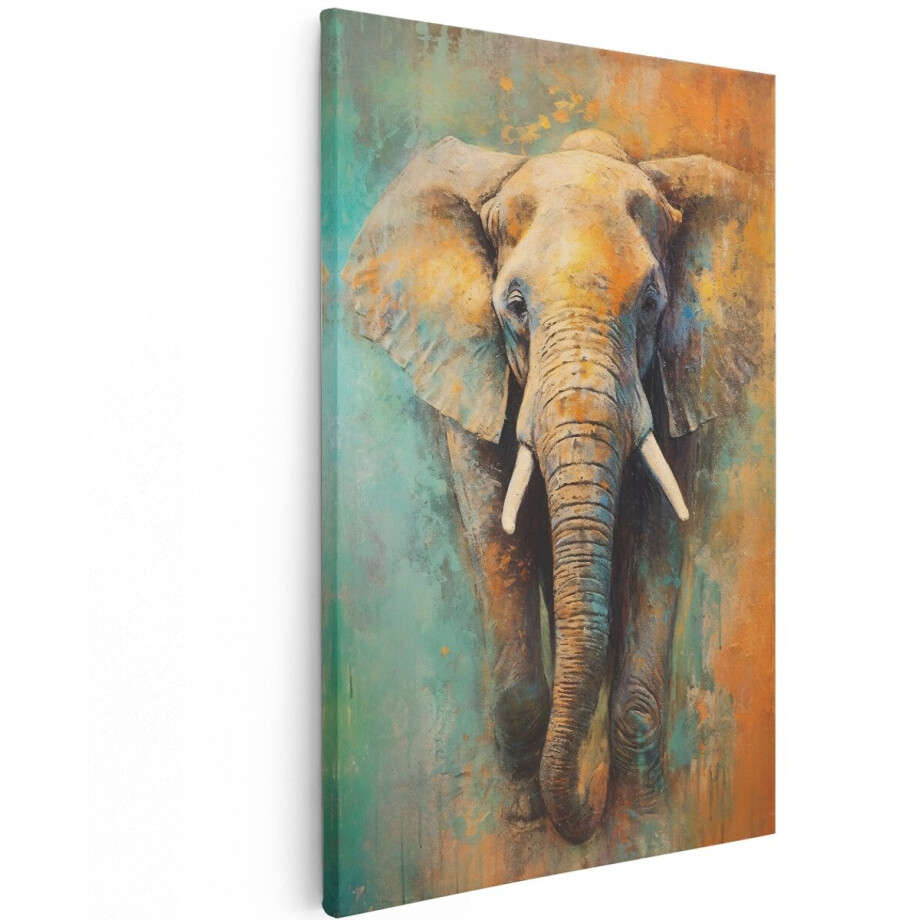 Artaza Canvas Schilderij Olifant - 120x180 cm - Groot - Foto Op Canvas - Wanddecoratie Woonkamer afbeelding 1