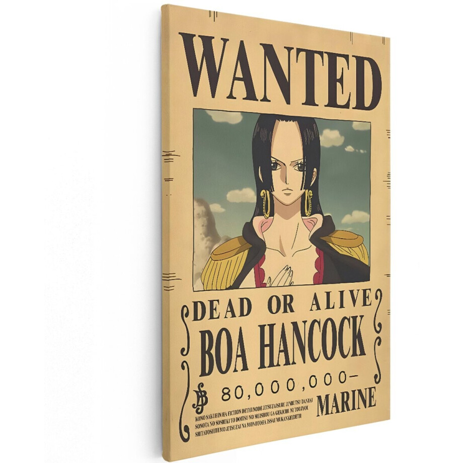 Artaza Canvas Schilderij Boa Hancock - 100x150 cm - Groot - One Piece Wanted Poster - Muurdecoratie Anime - Decoratie Slaapkamer Jongen - Vintage afbeelding 1