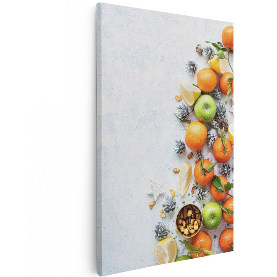 Artaza Canvas Schilderij Fruit - 100x150 cm - Groot - Wanddecoratie Kerst - Muurdecoratie Sinaasappel - Decoratie Citroen Keuken afbeelding 1