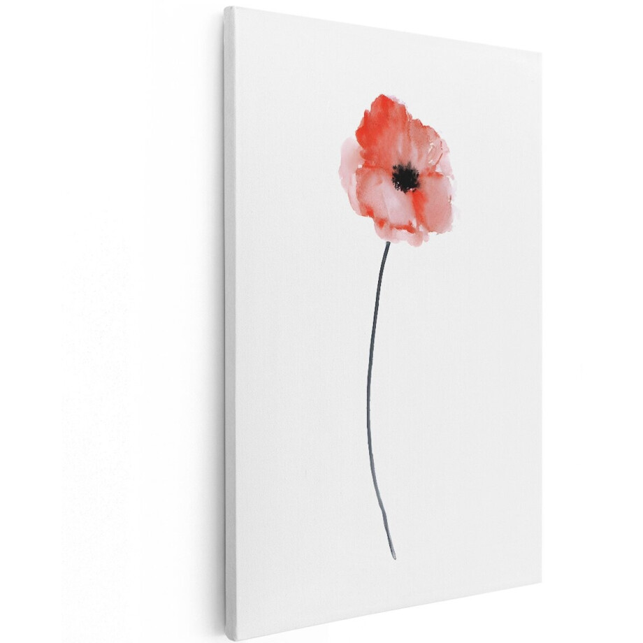 Artaza Canvas Schilderij Klaproos - 120x180 cm - Groot - Wanddecoratie Bloemen - Muurdecoratie Aquarel - Schilderijen Minimalistisch - Rood afbeelding 1