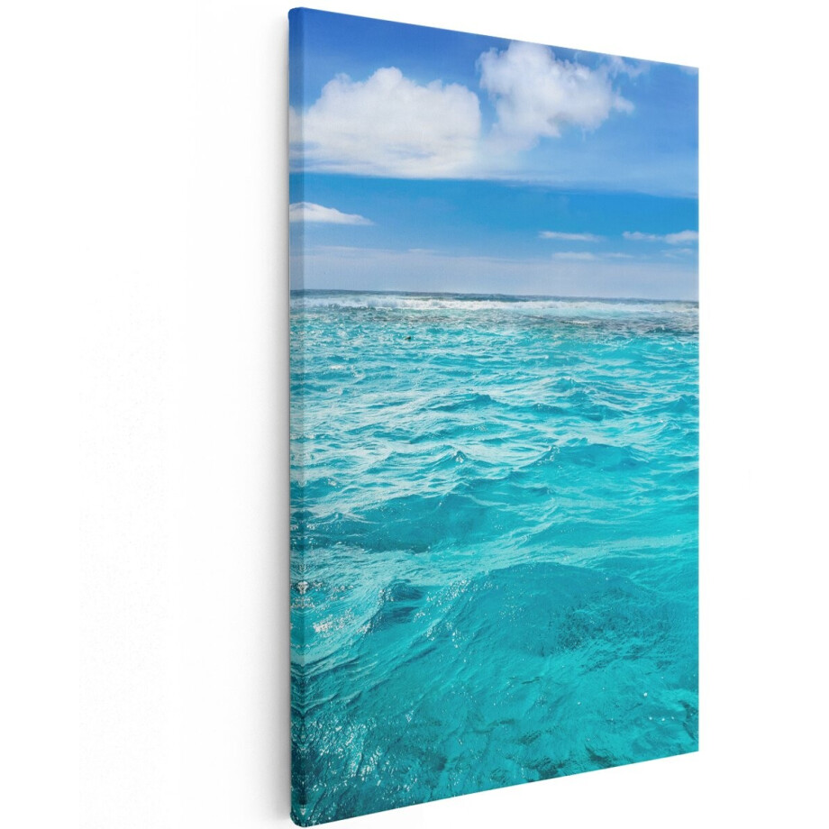 Artaza Canvas Schilderij Blauwe Caribische Zee Water - 100x150 cm - Groot - Wanddecoratie Woonkamer - Schilderijen - Muurdecoratie Artaza Canvas Schilderij Blauwe Caribische Zee Water - 100x150 cm - Groot - Wanddecoratie Woonkamer - Schilderijen - Muurdecoratie afbeelding 1