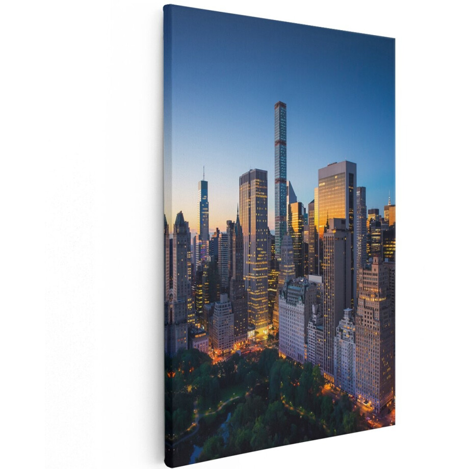 Artaza Canvas Schilderij New York Bij Zonsopgang - 100x150 cm - Groot - Wanddecoratie Woonkamer - Schilderijen - Muurdecoratie afbeelding 1