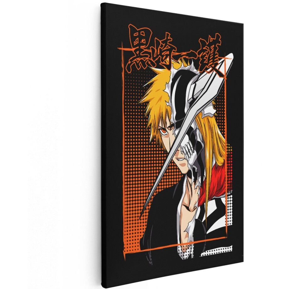 Artaza Canvas Schilderij Ichigo Kurosaki - 80x120 cm - Bleach Anime Wanddecoratie - Muurdecoratie Hollow Masker - Schilderijen Slaapkamer Jongen afbeelding 1