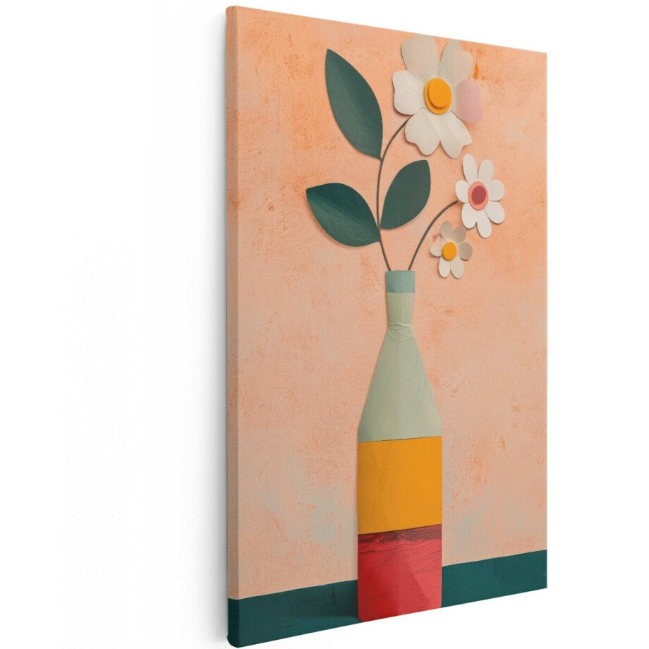 Artaza Canvas Schilderij Bloemen In Vaas - 120x180 cm - Groot - Wanddecoratie Stilleven - Muurdecoratie Boho - Decoratie Woonkamer Kleurrijk afbeelding 1