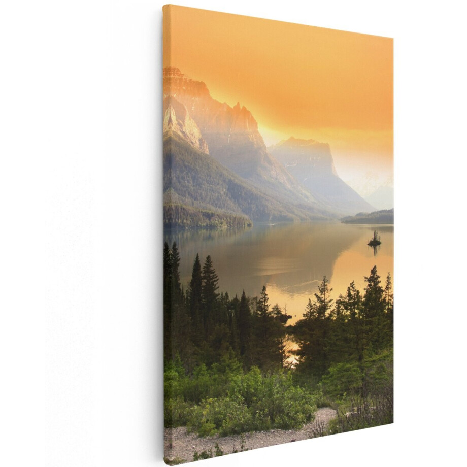 Artaza Canvas Schilderij Bergen Met Een Meer In Nationaal Park Glacier - 100x150 cm - Groot - Wanddecoratie Woonkamer - Schilderijen - Muurdecoratie Artaza Canvas Schilderij Bergen Met Een Meer In Nationaal Park Glacier - 100x150 cm - Groot - Wanddecoratie Woonkamer - Schilderijen - Muurdecoratie afbeelding 1