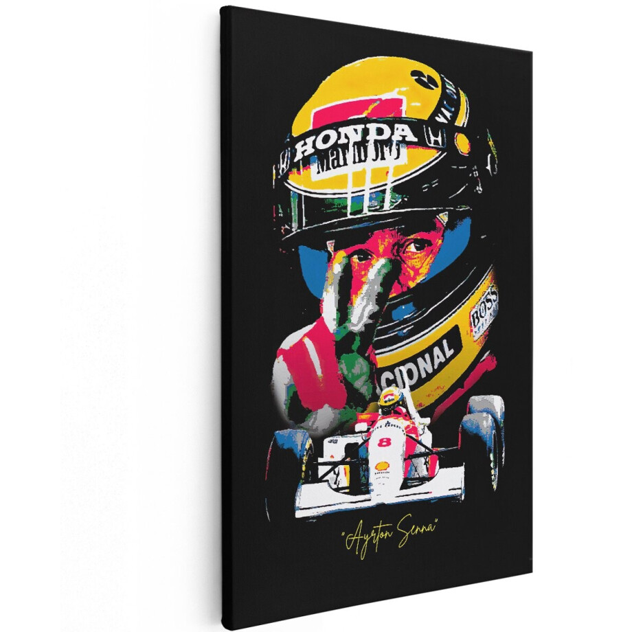 Artaza Canvas Schilderij Formule 1 Coureur Ayrton Senna - 120x180 cm - Groot - Muurdecoratie - Canvas Print afbeelding 1