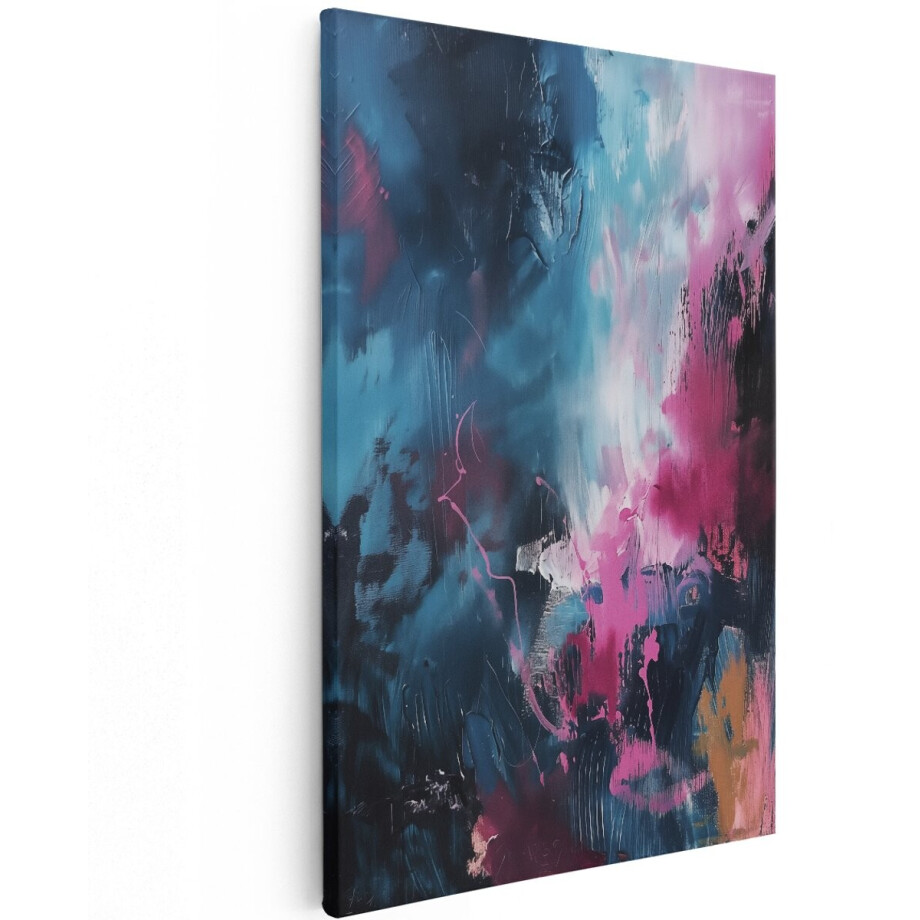 Artaza Canvas Schilderij Abstract Roze Blauwe en Zwarte Kleuren - 100x150 cm - Groot - Wanddecoratie Woonkamer - Schilderijen - Muurdecoratie Artaza Canvas Schilderij Abstract Roze Blauwe en Zwarte Kleuren - 100x150 cm - Groot - Wanddecoratie Woonkamer - Schilderijen - Muurdecoratie afbeelding 1
