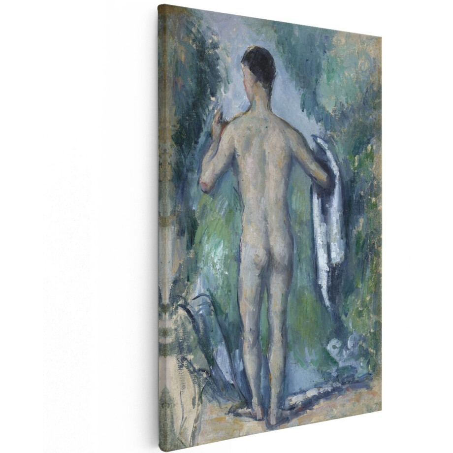 Artaza Canvas Schilderij Naakt Man - 120x180 cm - Groot - Wanddecoratie Cezanne - Muurdecoratie Klassieke Schilderijen - Portret Decoratie afbeelding 1