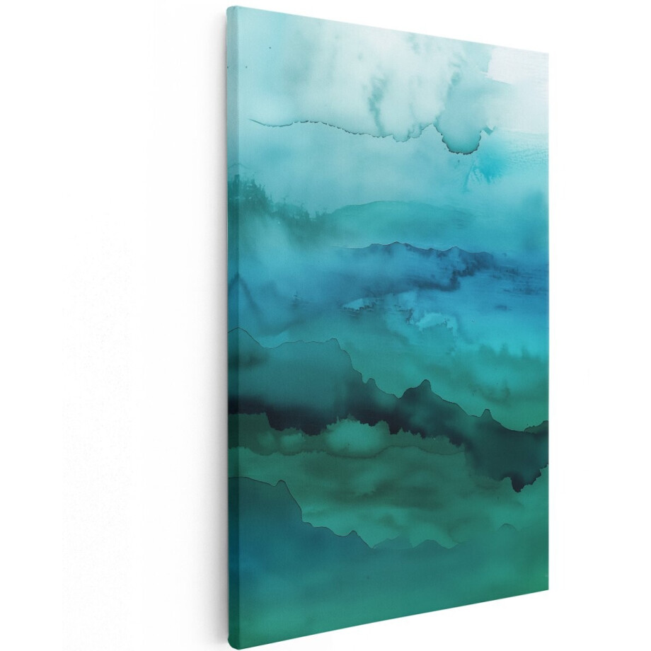 Artaza Canvas Schilderij Blauwe en Groene Zee - 100x150 cm - Groot - Wanddecoratie Woonkamer - Schilderijen - Muurdecoratie afbeelding 1
