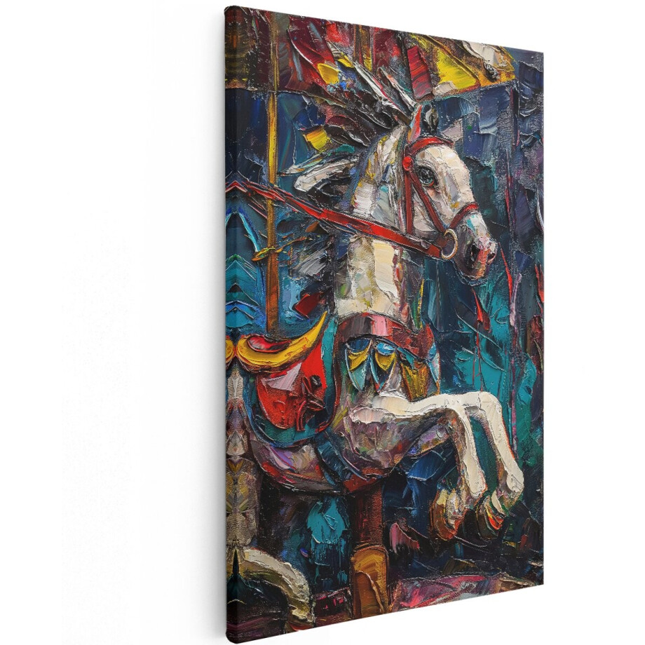 Artaza Canvas Schilderij Paard - 100x150 cm - Groot - Wanddecoratie Dieren - Muurdecoratie Kleurrijk - Decoratie Woonkamer - Schilderijen Op Canvas afbeelding 1