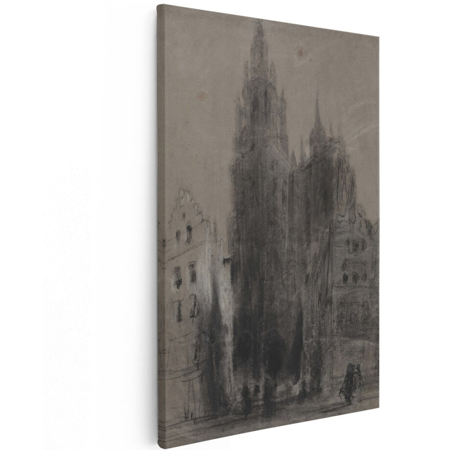 Artaza Canvas Schilderij Gotische Kerk - 100x150 cm - Groot - Wanddecoratie Zwart Wit - Muurdecoratie Kathedraal - Decoratie Schets Stad Artaza Canvas Schilderij Gotische Kerk - 100x150 cm - Groot - Wanddecoratie Zwart Wit - Muurdecoratie Kathedraal - Decoratie Schets Stad afbeelding 1