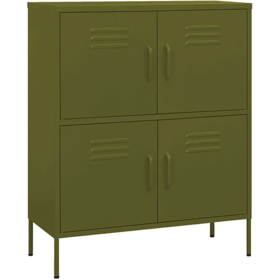 vidaXL - Opbergkast - 80x35x101,5 - cm - staal - olijfgroen vidaXL - Opbergkast - 80x35x101,5 - cm - staal - olijfgroen afbeelding 1