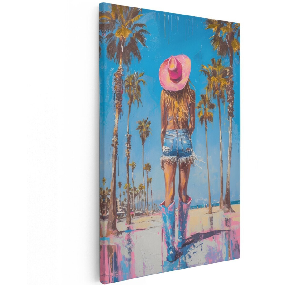 Artaza Canvas Schilderij Vrouw - 100x150 cm - Groot - Wanddecoratie Strand - Muurdecoratie Palmbomen - Decoratie Boho - Roze Artaza Canvas Schilderij Vrouw - 100x150 cm - Groot - Wanddecoratie Strand - Muurdecoratie Palmbomen - Decoratie Boho - Roze afbeelding 1