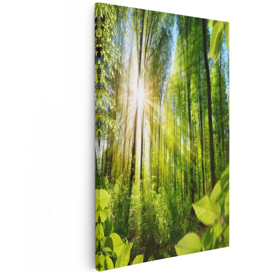 Artaza Canvas Schilderij Weg Omringd Met Bomen In Het Bos - 120x180 cm - Groot - Wanddecoratie Woonkamer - Schilderijen - Muurdecoratie afbeelding 1