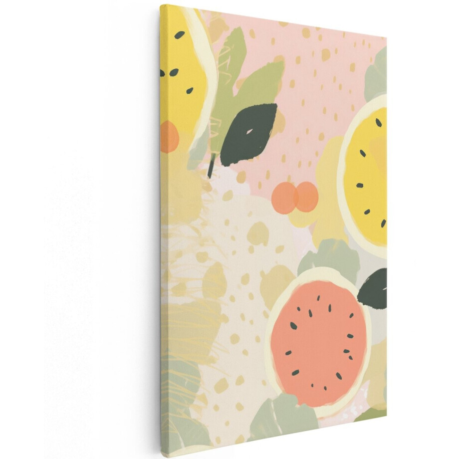 Artaza Canvas Schilderij Abstract Fruit - 100x150 cm - Groot - Wanddecoratie Citroen - Muurdecoratie Pastel - Decoratie Roze Keuken Artaza Canvas Schilderij Abstract Fruit - 100x150 cm - Groot - Wanddecoratie Citroen - Muurdecoratie Pastel - Decoratie Roze Keuken afbeelding 1