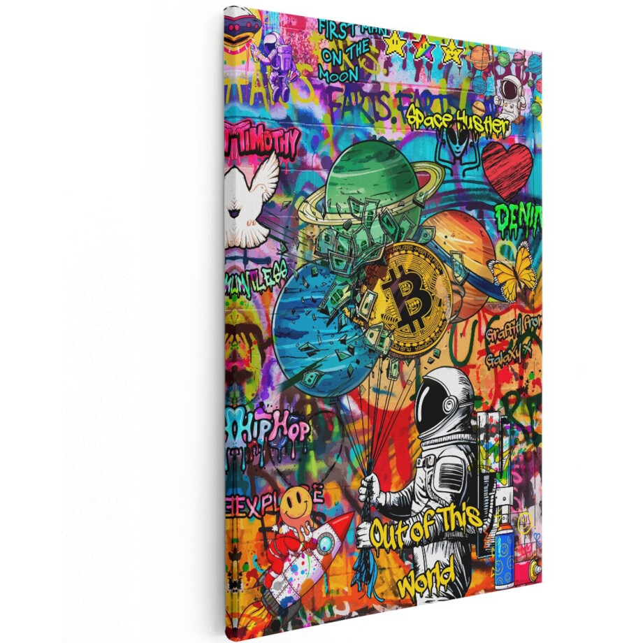 Artaza Canvas Schilderij Graffiti - 20x30 cm - Wanddecoratie Astronaut Planeten - Muurdecoratie Street Art - Kleurrijk Canvas Artaza Canvas Schilderij Graffiti - 20x30 cm - Wanddecoratie Astronaut Planeten - Muurdecoratie Street Art - Kleurrijk Canvas afbeelding 1