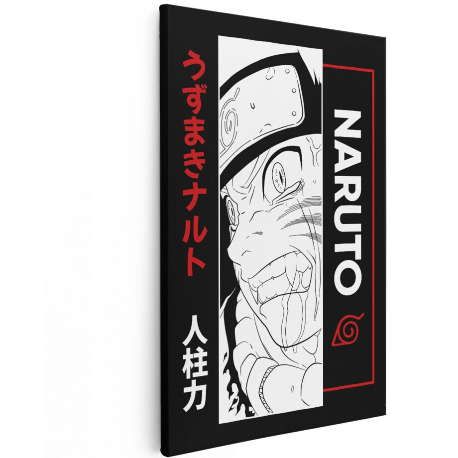 Artaza Canvas Schilderij Naruto Uzumaki - 120x180 cm - Groot - Wanddecoratie Anime - Muurdecoratie Jongenskamer - Schilderijen Zwart Wit afbeelding 1