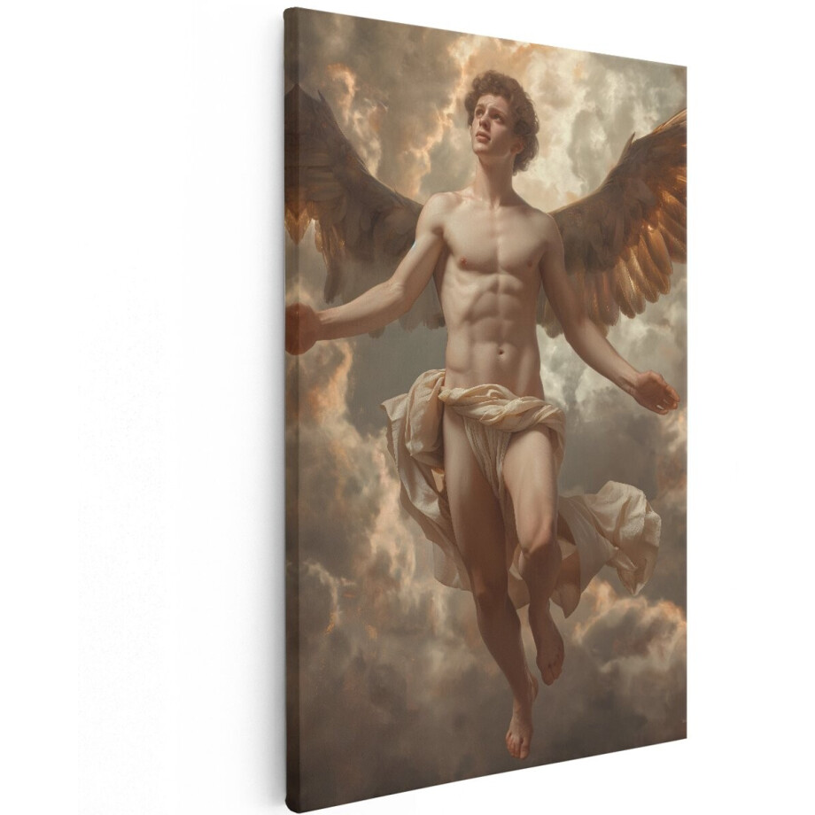 Artaza Canvas Schilderij Engel - 120x180 cm - Groot - Wanddecoratie Mannen - Muurdecoratie Klassiek Schilderij - Renaissance Decoratie Vleugels afbeelding 1