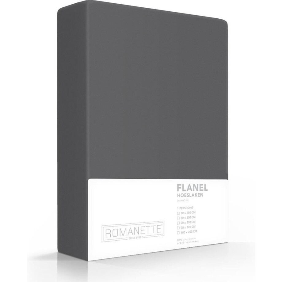 Luxe Hoeslaken Verwarmend Flanel - Antraciet afbeelding 1