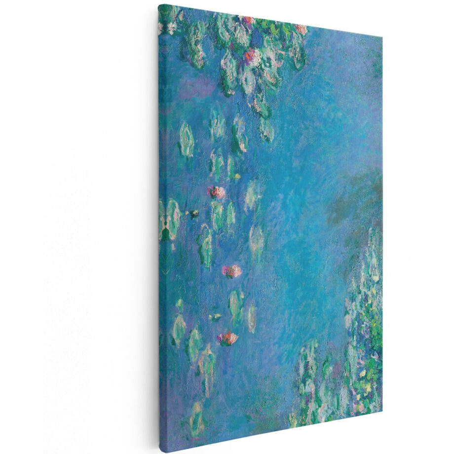 Artaza Canvas Schilderij Monet Waterlelies - 120x180 cm - Groot - Wanddecoratie Bloemen - Muurdecoratie Natuur - Decoratie Vijver - Blauw afbeelding 1