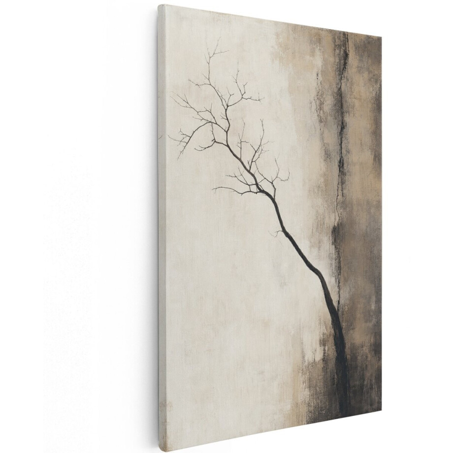 Artaza Canvas Schilderij Abstracte Boom - Minimalistisch - Beige en Zwart - 20x30 cm - Klein - Wanddecoratie Woonkamer - Schilderijen - Muurdecoratie Artaza Canvas Schilderij Abstracte Boom - Minimalistisch - Beige en Zwart - 20x30 cm - Klein - Wanddecoratie Woonkamer - Schilderijen - Muurdecoratie afbeelding 1