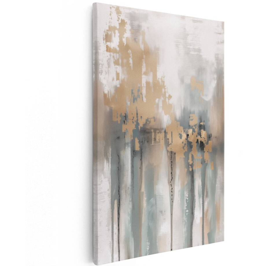 Artaza Canvas Schilderij Abstract Beige - 120x180 cm - Groot - Wanddecoratie Woonkamer - Schilderijen - Muurdecoratie afbeelding 1