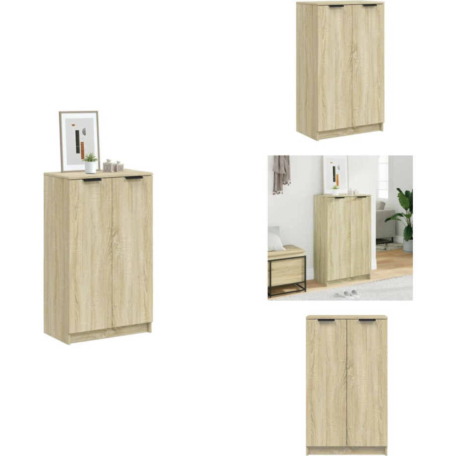 vidaXL Schoenenrek - Schoenenrekken - Opbergrek Voor Schoenen - Schoenenstellage - Schoenenkast 59x35x100 cm bewerkt hout sonoma eikenkleurig vidaXL Schoenenrek - Schoenenrekken - Opbergrek Voor Schoenen - Schoenenstellage - Schoenenkast 59x35x100 cm bewerkt hout sonoma eikenkleurig afbeelding 1