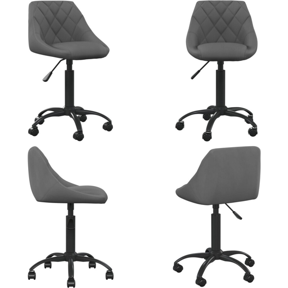 vidaXL Kantoorstoel fluweel donkergrijs - Bureaustoel - Bureaustoelen - Computer Stoel - Computer Stoelen afbeelding 1