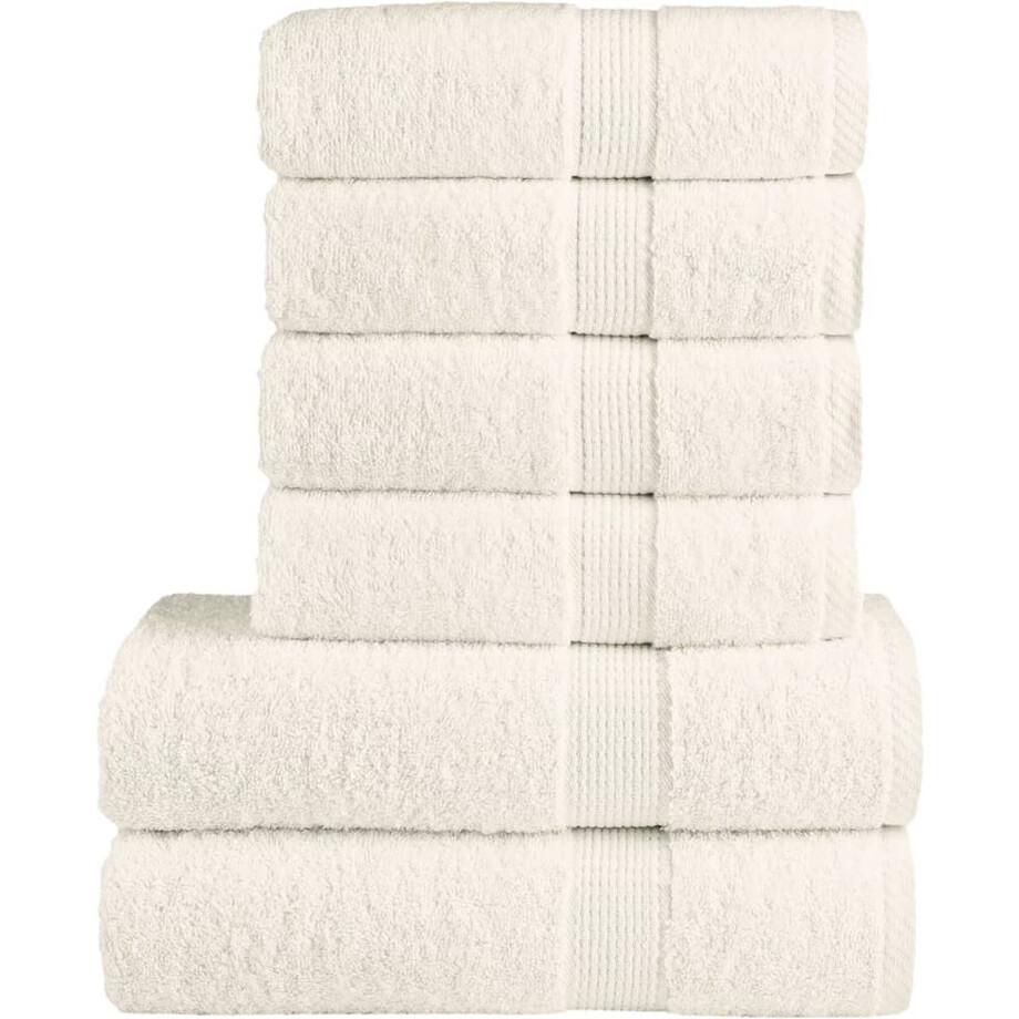 vidaXL - 6-delige - Handdoekenset - SOLUND - 600 - g/m² - crèmekleurig afbeelding 1