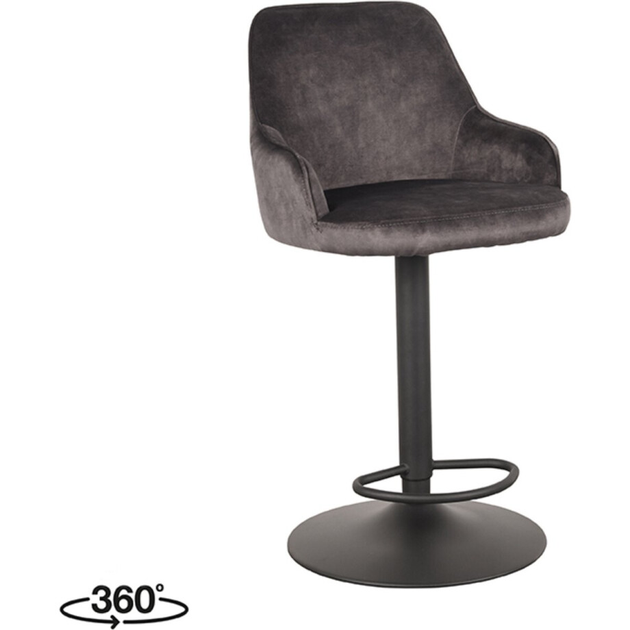 LABEL51 Fender Barkruk - Grijs - Velvet - Zithoogte 64-84 - Kruk - - Draaibaar - Met Armleuning LABEL51 Fender Barkruk - Grijs - Velvet - Zithoogte 64-84 - Kruk - - Draaibaar - Met Armleuning afbeelding 1