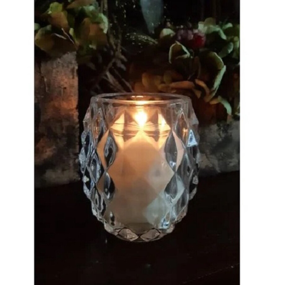 Bolsius - transparant glazen - Relight refillkaarsen houder - diamont - per 4 stuks Bolsius - transparant glazen - Relight refillkaarsen houder - diamont - per 4 stuks afbeelding 1