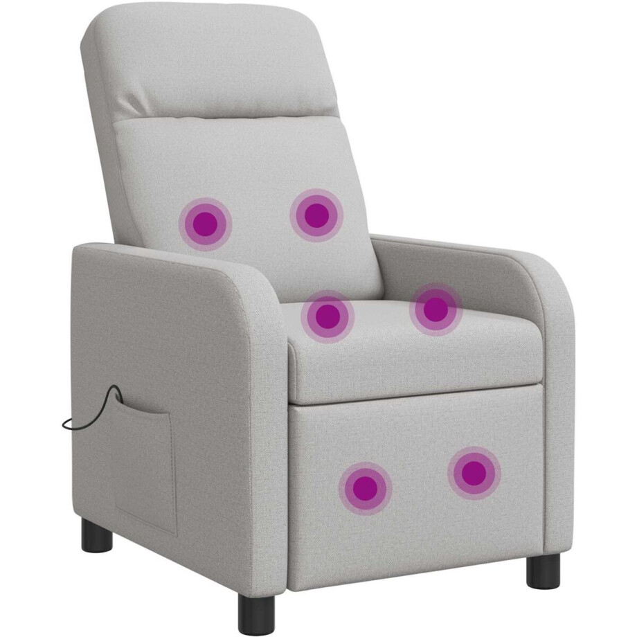 vidaXL - Massage - Relaxstoel - Wolkgrijs - Stof vidaXL - Massage - Relaxstoel - Wolkgrijs - Stof afbeelding 1
