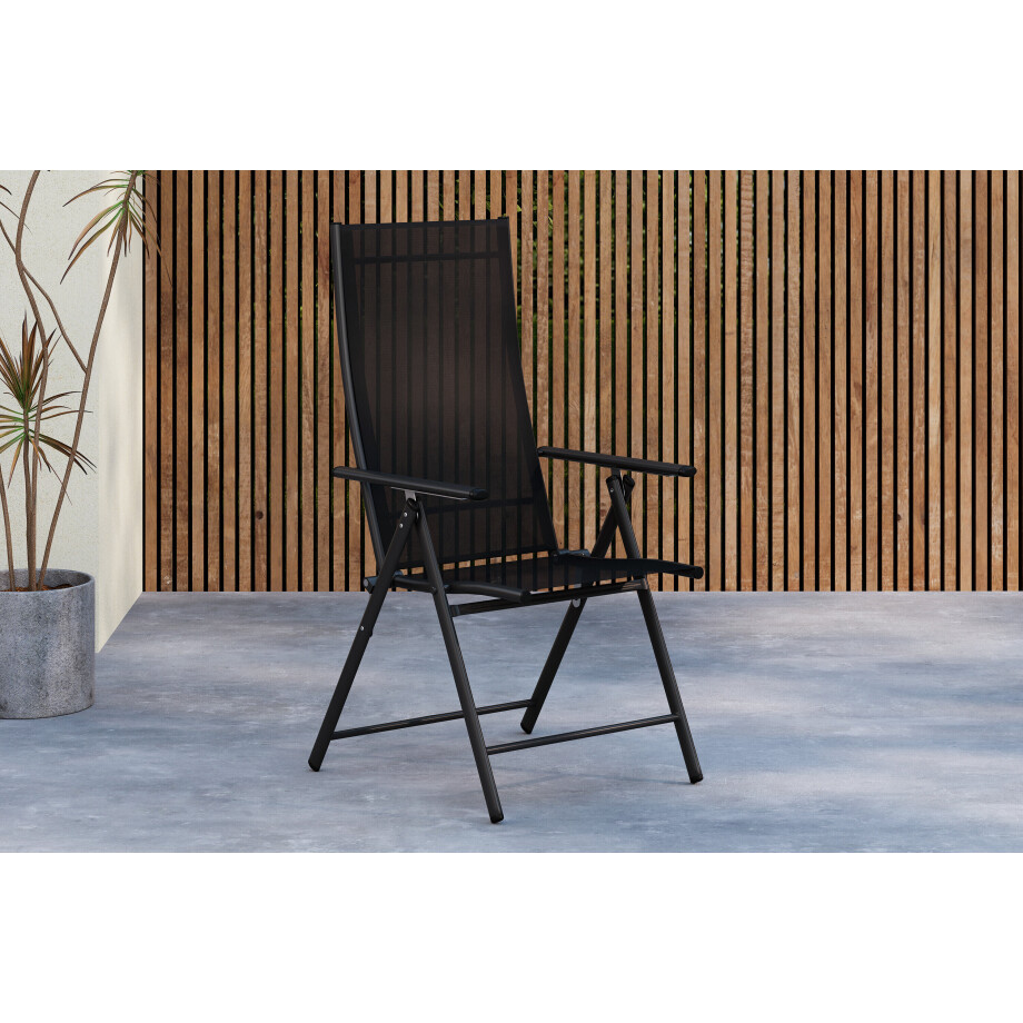 Nohr Verstelbare Tuinstoel 'Jonn' Textileen, kleur Zwart Nohr Verstelbare Tuinstoel 'Jonn' Textileen, kleur Zwart afbeelding 1