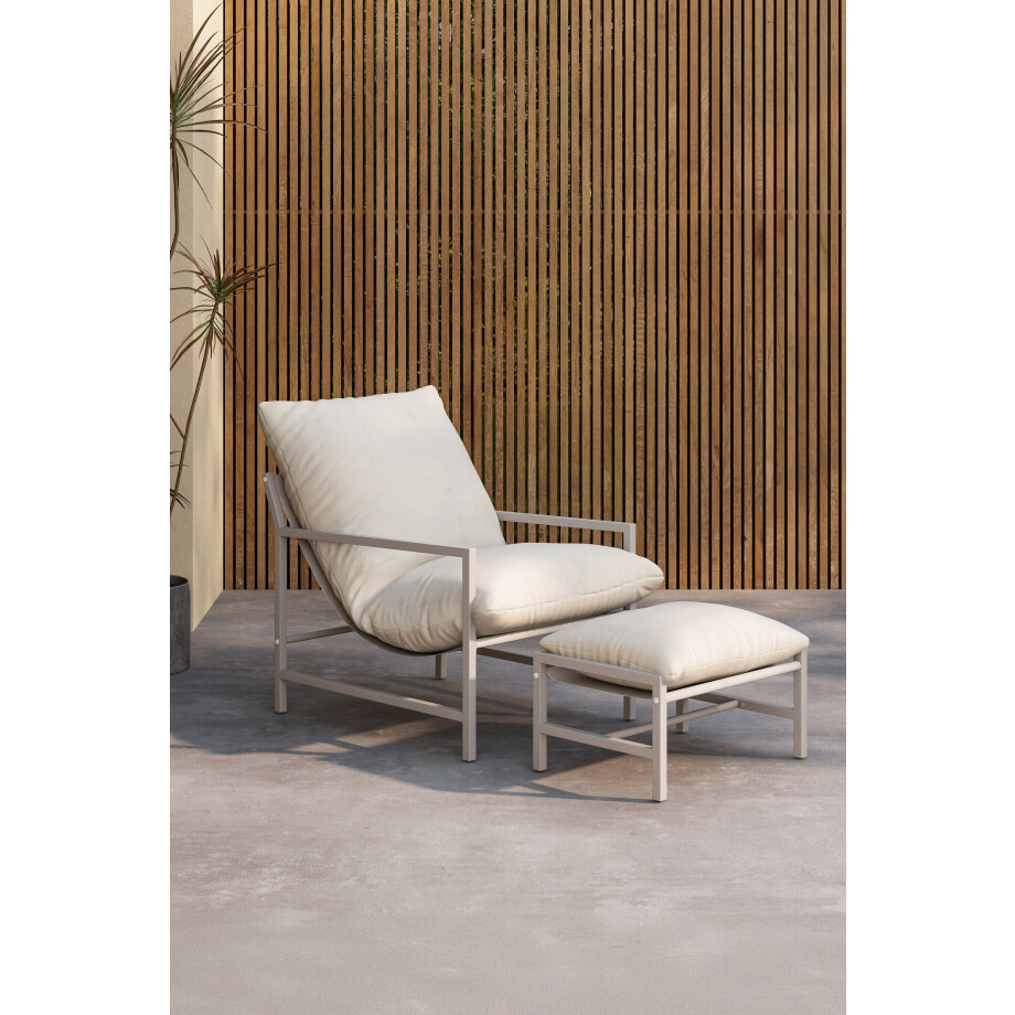 Nohr Loungestoel 'Antrone' Met hocker, kleur Beige Nohr Loungestoel 'Antrone' Met hocker, kleur Beige afbeelding 1